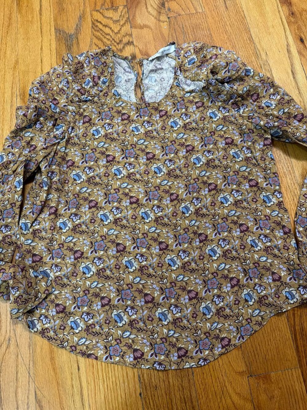 Rebecca Minkoff Carrie Puff-Sleeve Floral Blouse, Mustard-Gold, XS